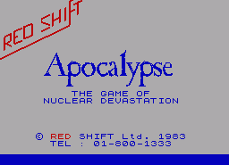 Игра Apocalypse (ZX Spectrum)