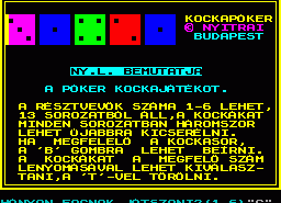 Игра Kockapoker (ZX Spectrum)