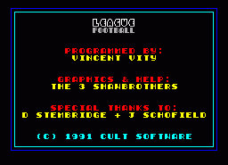 Игра League Football (ZX Spectrum)