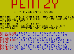 Игра Pentzy (ZX Spectrum)