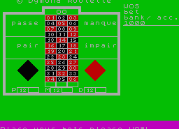 Игра Roulette Monte Carlo (ZX Spectrum)