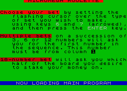 Игра Roulette (ZX Spectrum)