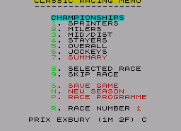 Игра Classic Racing (ZX Spectrum)
